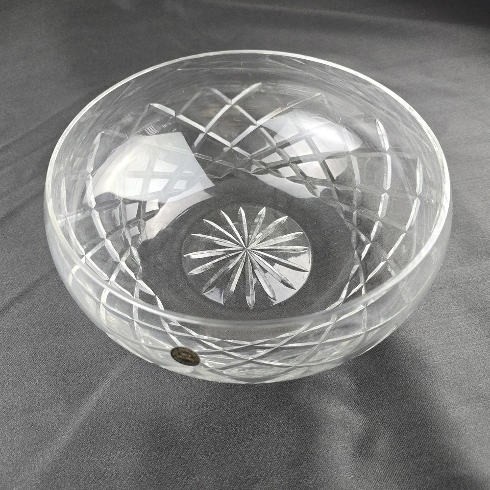 Romanian Handcrafted Lead Crystal Bowl •‎ 24% PbO • 4″ H × 8″ D • Pristine